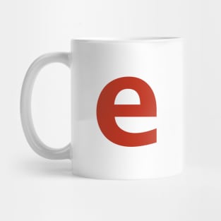 Letter e in Red Text Minimal Typography Mug